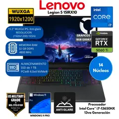 LENOVO - Laptop Lenovo Legion 5 15IRX10 Intel Core i7 RAM 32 GB SSD 1 TB 15.3" WUXGA NVIDIA 8GB Windows 11