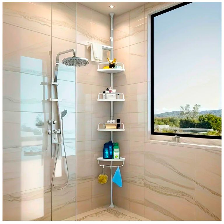 Organizador Esquinero De Baño 4 Pisos 3.20m Multiuso Ajustable