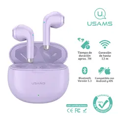 USAMS - Audífonos auriculares inalámbricos BT53 Lila YO17