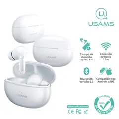 USAMS - Audífonos auriculares inalámbricos USAMS BT53 Blanco XD18