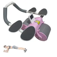 OEM - Rueda Ejercitador Abdominal Doble con Rebote + Temporizador Color Rosado