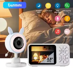 GENERICO - Camara Monitor Bebé 3.5 Pulgadas Luz RGB Visión Nocturna Infrarroja