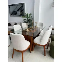 GENERICO - MESA RECTANGULAR VIDRIO BISELADO 6 SILLAS