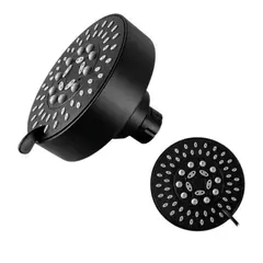 APACHE - Cabezal de ducha 5 funciones Redonda 13cm ABS Negro Mate brazo16cm ABS