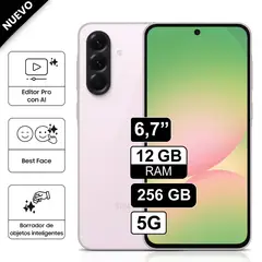 SAMSUNG - Celular Galaxy A56 5G 256GB 12GB RAM cámara principal 50MP frontal 12MP 67 Rosado