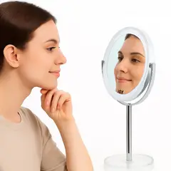 GENERICO - Espejo Portátil de Viaje Ajustable con Aumento de Doble Cara 1X 10X