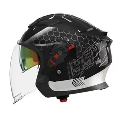 UNIVERSAL - CASCO REVOX MOTO CERTIFICADO DOBLE VISOR NEGRO BLANCO BRILLO