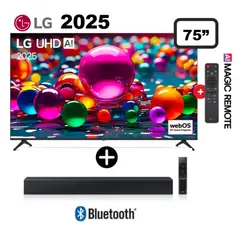 LG - Televisor 75 UHD 4K Smart TV ThinQ AI 75UA8050PSA 2025 + Barra de sonido c-400
