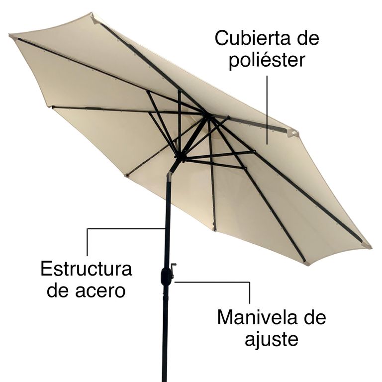 Sombrilla con Iluminación Solar Beige