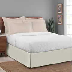 GENERICO - FALDON DE TARIMA QUEEN 152CM x 203CM ELEGANCE MICROFIBRA PERLA 35CM