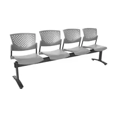 OFIDEAS - Banqueta De Espera Butterfly 4 Asientos Gris Estructura Negro
