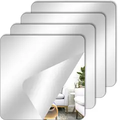 GENERICO - Espejo adhesivo de pared cuadrado 20cm x 20cm Set de 3 und.