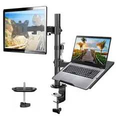 SEISA - Soporte 2 en 1 ZJ-para Monitor y Laptop 13-32 y Laptop de 10 a 17 con Brazo Articulado Ergonómico