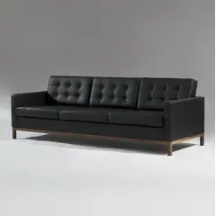 ARTSOFA - Sofá 3 asientos knoll color negro con base de madera