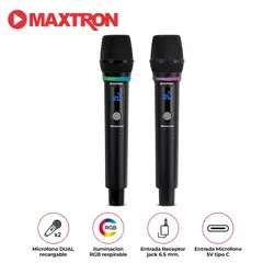 MAXTRON - Micrófono Dual MX7268WL Showman Inalámbrico