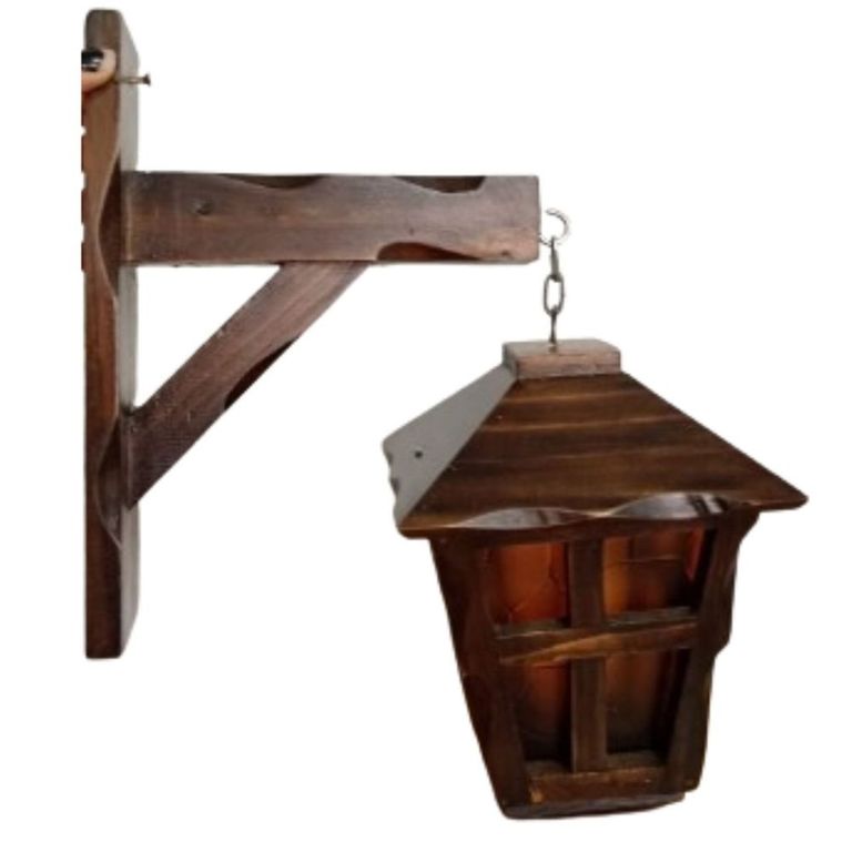 Farol lampara de exteriores de madera Hechizada con base marron