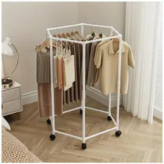 GENERICO - Colgador Organizador de Ropa de 5 barras Giratorio 360° con Ruedas 120x74x35cm - Blanco - M