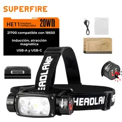 OEM - Linterna Frontal Recargable para Casco Impermeable Profesional