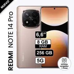 REDMI - Celular Libre Xiaomi Note 14 PRO 5G 6.6" Pulg 256GB 8GB Dorado