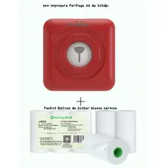PERIPAGE - A6 MINI IMPRESORA TERMICA 203DPI + 3 ROLLOS STICKER BLANCO