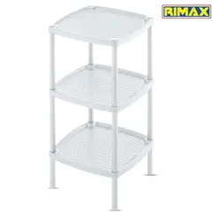 RIMAX - Mesa Multiuso Cuadrada 3 Niveles Blanco Rattan-