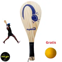 GENERICO - Raqueta fronton madera  + 1 pelota fronton