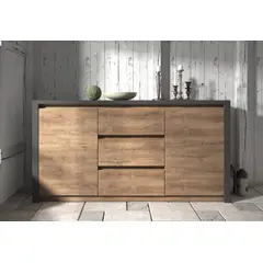 STARHOME - Cómoda Muebles Starhome Celtic Plomo y Marrón 3 cajones 140 cm