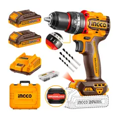INGCO TOOLS - Atornillador Percutor Compact 20v 2 Baterías + Cargador Brushless Ingco