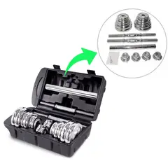 GENERICO - Set de Pesas 20Kg Cromadas Mancuernas Adaptador