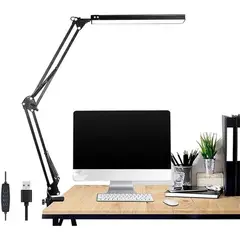 SEISA - Lámpara De Escritorio Con Brazo Ajustable De Metal con 3 Tonos de LUZ