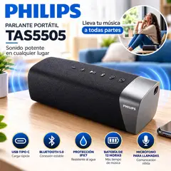 PHILIPS - Parlante Inalámbrico Philips Con Bluetooth TAS5505 - Negro
