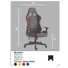 TU MESITA - Silla Gamer Clásica Optimus color NegroRojo LED Ergonomica