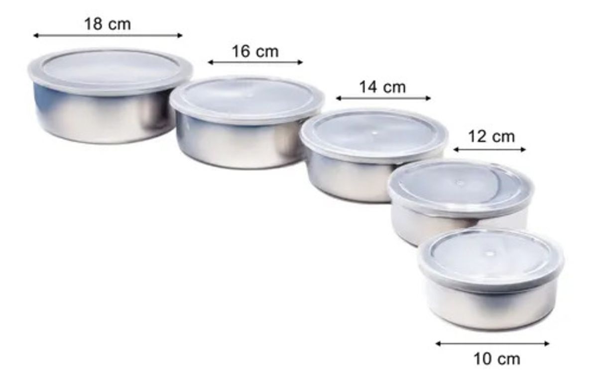 SET BOWL ACERO X 5 PIEZAS CON TAPA