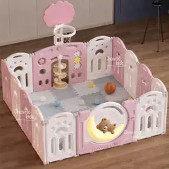 GENERICO - CORRAL PLEGABLE CERCO PARA BEBE OSITO DORMILÓN ROSADO