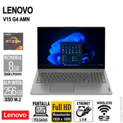 LENOVO - LAPTOP LENOVO V15 G4 AMN 15.6" FHD AMD RYZEN 3 7320U 2.4 / 4.1GHZ 8GB LPDDR5 SIN SISTEMA OPERATIVO
