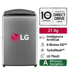 LG - LAVADORA CARGA SUPERIOR 21 KG LAVADO AIDD INTELIGENCIA ARTIFICIAL WT21VV6 ASSGP PLATEADO