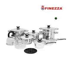 FINEZZA - Juego de Ollas de 18 Piezas de Acero Inoxidable FZ-2018LX