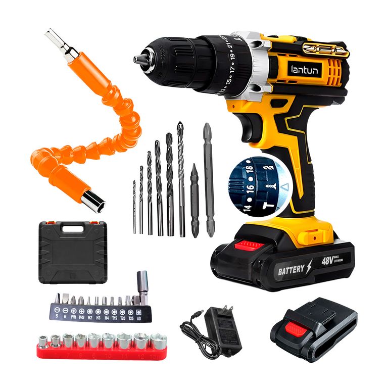 Taladro Percutor X2baterías Inalámbrico Destornillador + 30 Accesorios
