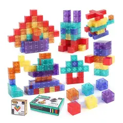 OVOTOUMI - Set 49 Bloques De Construcción Magnéticos Azulejos Imán 3d