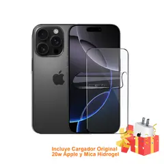 APPLE - Iphone 16 Pro Max 256GB Esim Black Titanium con Mica Hidrogel y Cargador 20w Original