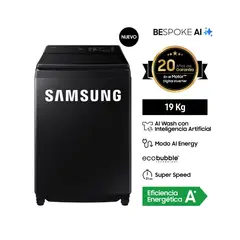 SAMSUNG - LAVADORA 19KG WA80F19S8B AI WASH ECOBUBBLE™ NEGRA