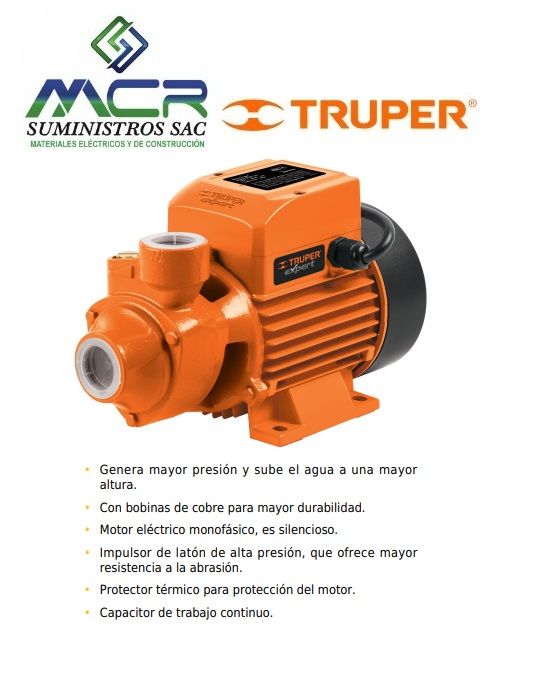 Bomba periférica 1 /2HP 220V60Hz uso agrícola EXPERT TRUPER