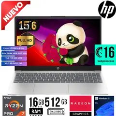HP - Laptop 255 G10 AMD Ryzen 7 7730U Ram 16Gb SSD 512Gb 15.6"FHD Windows 11 Pro