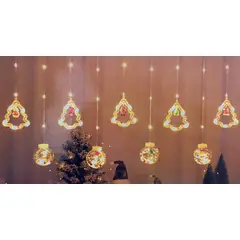 GENERICO - Luces cortina de navidad diseño figuras esferas - Tono cálido