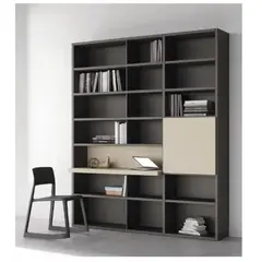 TU MESITA - Librero Contemporáneo con Escritorio Lucero Gris 1 puerta