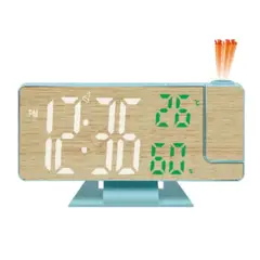 GENERICO - Reloj Digital Proyector Despertador de Hora Alarma Pantalla de Madera