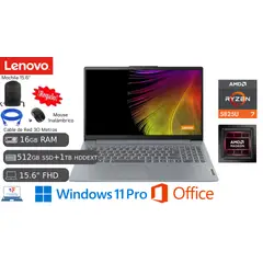 LENOVO - Amd Ryzen 7 16GB RAM 512GB SSD + 1TB HDD EXTERNO + MOCHILA + CABLE+ MOUSE