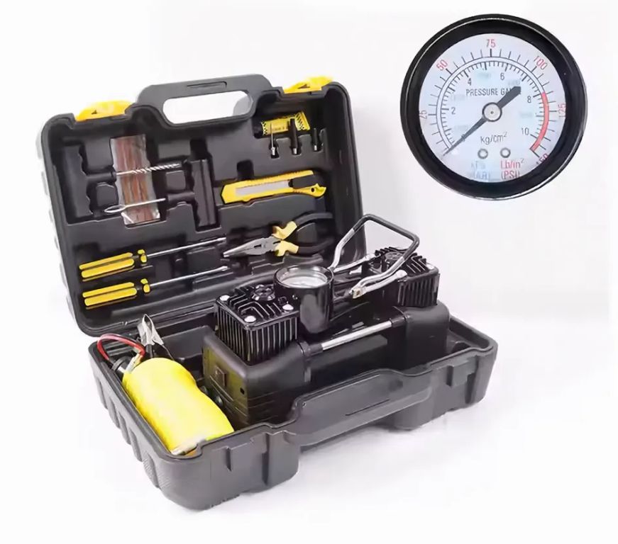 COMPRESOR DE AIRE DOBLE CILINDRO 12V 200 PSI