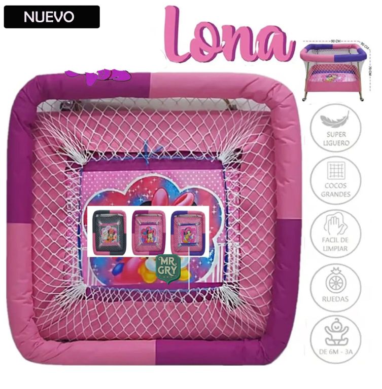 Corral Con Ruedas para Bebes Acolchado Lona Niña