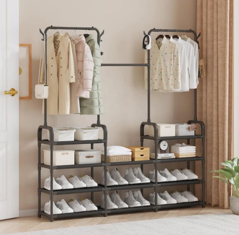 Perchero Organizador Colgador de Ropa de 3 Niveles Zapatero Moderno
